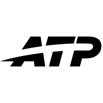 Logo stilizat negru pe fond alb.