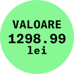 Etichetă de preț circulară verde.